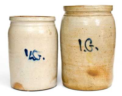 Two Slip-Trailed Stoneware Jars, probably NJ origin