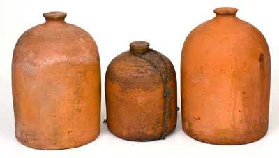 Lot of Three: Rare Geo. P. Hamlyn / EAST LAKE POTTERY / Bridgeton, N.J. Redware Chick Waterers