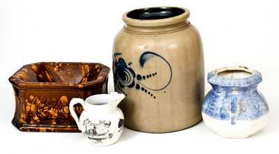 Lot of Four: New Jersey Pottery incl. Rare AMERICAN POTTERY CO. Spatterware Bowl