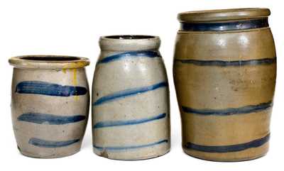 Lot of Three: Western PA Stoneware Jars w/ Striped Decoration