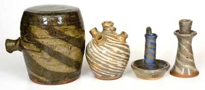 Lot of Four: B. B. CRAIG / VALE, NC Swirl-Glazed Stoneware