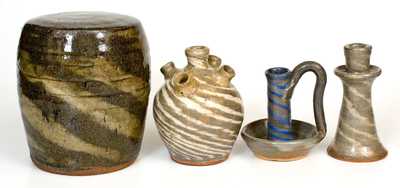 Lot of Four: B. B. CRAIG / VALE, NC Swirl-Glazed Stoneware