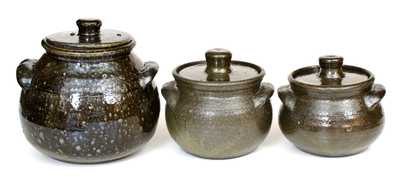 Lot of Three: Lanier Meaders (Cleveland, GA) Stoneware Covered Jars