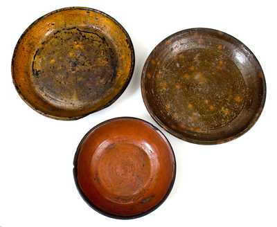 Lot of Three: Redware Dirt Dishes