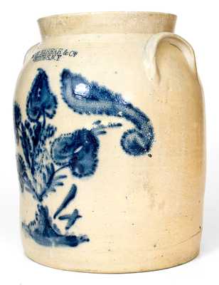 W. H. FARRAR & CO. / GEDDES, NY Stoneware Jar w/ Elaborate Floral Decoration