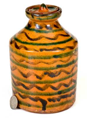 Exceptional Redware Jar with Elaborate Multi-Colored Slip Decoration