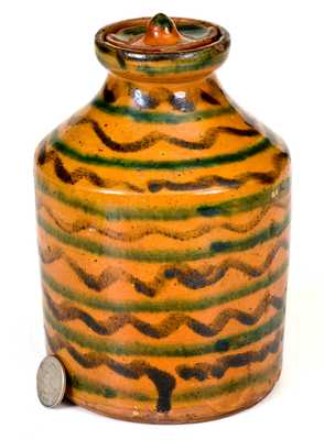 Exceptional Redware Jar with Elaborate Multi-Colored Slip Decoration