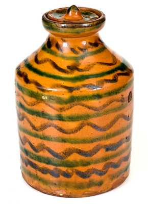 Exceptional Redware Jar with Elaborate Multi-Colored Slip Decoration