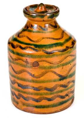 Exceptional Redware Jar with Elaborate Multi-Colored Slip Decoration