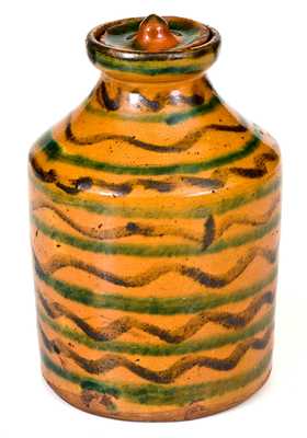 Exceptional Redware Jar with Elaborate Multi-Colored Slip Decoration