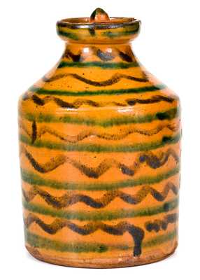 Exceptional Redware Jar with Elaborate Multi-Colored Slip Decoration