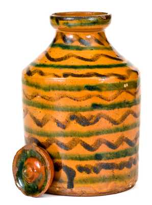 Exceptional Redware Jar with Elaborate Multi-Colored Slip Decoration