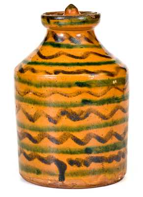 Exceptional Redware Jar with Elaborate Multi-Colored Slip Decoration