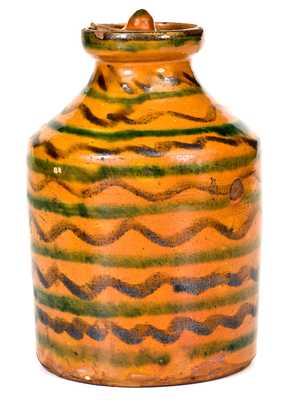 Exceptional Redware Jar with Elaborate Multi-Colored Slip Decoration