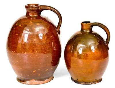 Lot of Two: Ovoid New England Redware Jugs