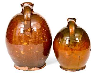 Lot of Two: Ovoid New England Redware Jugs