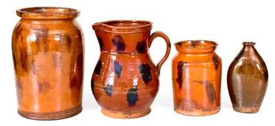 Lot of Four: Norwalk, CT Redware Vessels