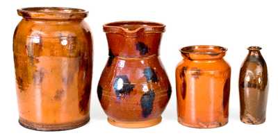 Lot of Four: Norwalk, CT Redware Vessels