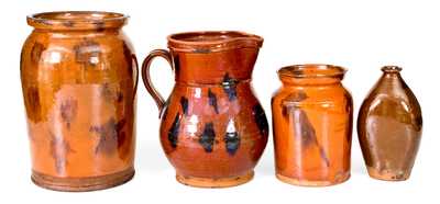 Lot of Four: Norwalk, CT Redware Vessels