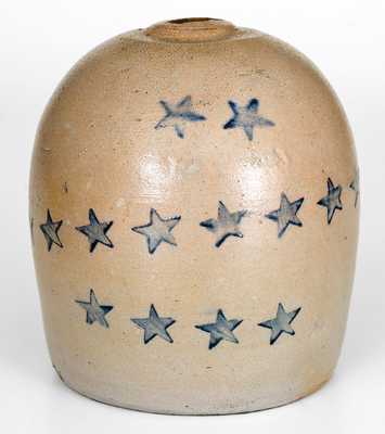 Rare Western PA Stoneware Bank with Stars Decoration