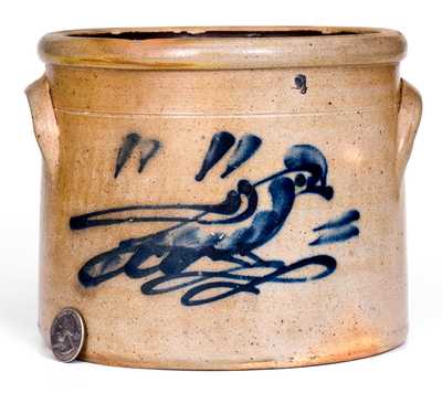 Scarce Half-Gallon attrib. Somerset Potters Works (Massachusetts) Stoneware Bird Crock