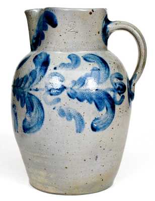 Two-Gallon Stoneware Pitcher with Cobalt Floral Decoration, Baltimore, MD origin