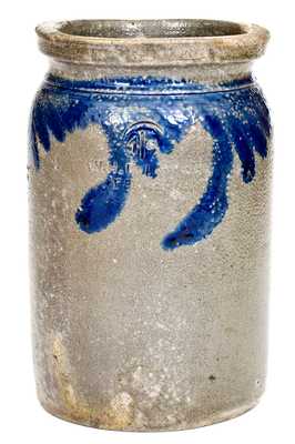 W.H. Lehew & CO. / Strasburg, VA Half-Gallon Stoneware Jar w/ Cobalt Floral Decoration