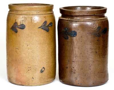 Two P. HERRMANN (Baltimore, Maryland) Cobalt-Decorated Stoneware Jars