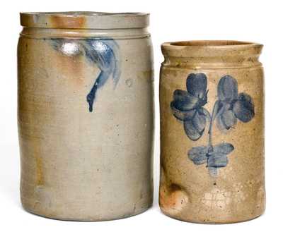 Two P. HERRMANN (Peter Herrmann, Baltimore) Cobalt-Decorated Stoneware Jars