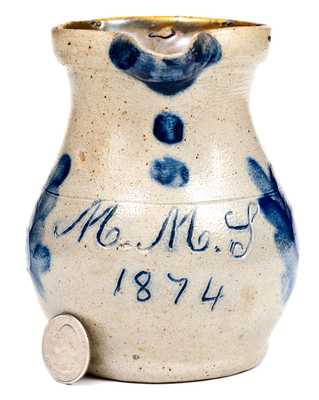 Extremely Rare Miniature Stoneware Presentation Pitcher att. Cowden & Wilcox, Harrisburg, PA