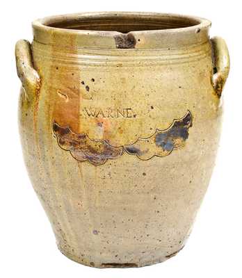 Fine WARNE Stoneware Jar, Thomas Warne, South Amboy, NJ, early 19th century