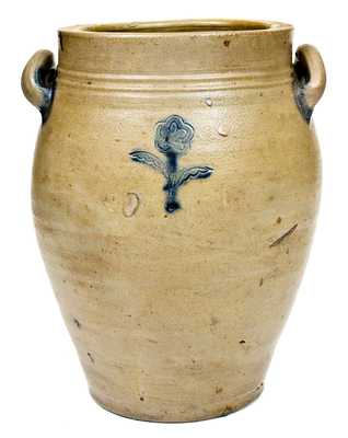 Fine 2 Gal. Stonington, CT Stoneware Jar with Impressed Floral Decoration