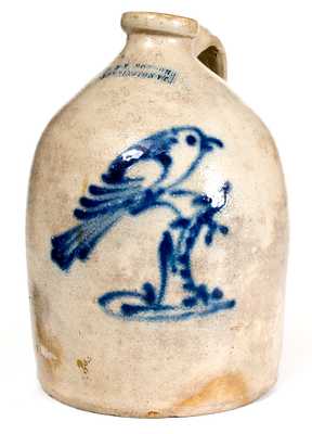 J. & E. NORTON / BENNINGTON, VT Stoneware Jug w/ Bird-on-Stump Decoration