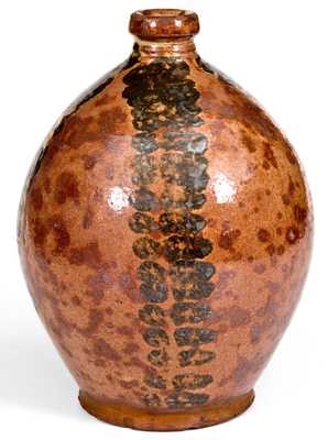 Outstanding Vermont Redware Jug with Manganese Decoration