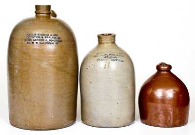 Three Stoneware Jugs Incl. Rare UNFERMENTED COMMUNION WINE