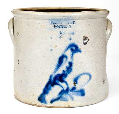 2 Gal. WEST TROY POTTERY Stoneware Crock with Bird Decoration