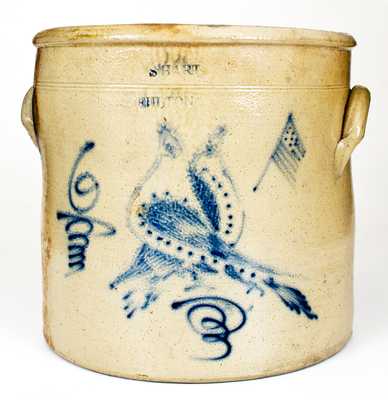 Rare 6 Gal. S. HART / FULTON Patriotic Stoneware Crock