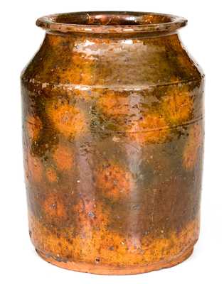 New England Glazed Redware Jar