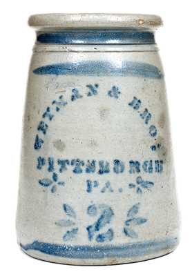 Rare WEYMAN & BRO. / PITTSBURGH, PA Stoneware Advertising Snuff Jar