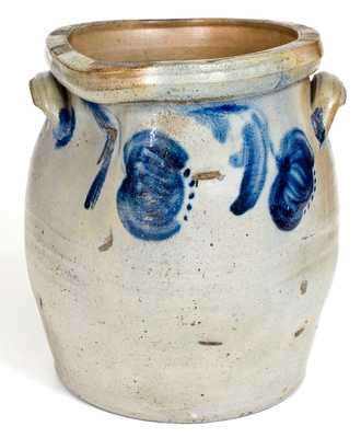 4 Gal. JOHN BELL / WAYNESBORO, PA Slumped Stoneware Jar w/ Bold Floral Decoration