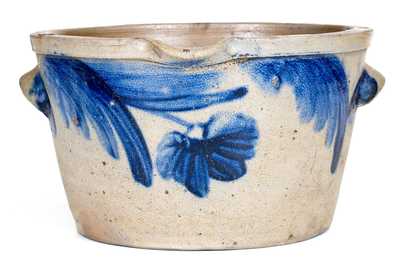1 Gal. Stoneware Milkpan with Floral Decoration, Baltimore, MD, circa 1850