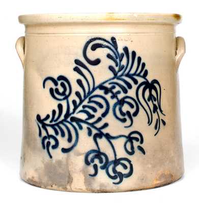 3 Gal. EDMANDS & CO., Charlestown, MA Stoneware Crock w/ Slip-Trailed Floral Decoration