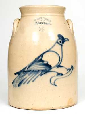 2 Gal. WEST TROY POTTERY Stoneware Jar with Bird Decoration
