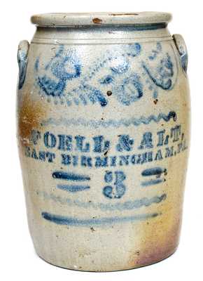 3 Gal. FOELL & ALT / EAST BIRMINGHAM, PA Stoneware Jar