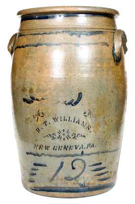 Twelve-Gallon R. T. WILLIAMS / NEW GENEVA, PA Stoneware Jar