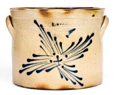 Unusual 1 Gal. LYONS Stoneware Crock with Sunburst Decoration