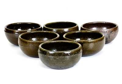 Six Alkaline-Glazed Stoneware Bowls, Signed Lanier Meaders, Cleveland, GA