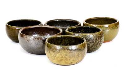Six Alkaline-Glazed Lanier Meaders (Cleveland, Georgia) Stoneware Bowls