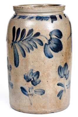 Unusual Remmey Stoneware Jar w/ Floral Decoration, Philadelphia, PA