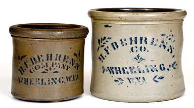 Lot of Two: H. F. BEHRENS, CO./ WHEELING, W. VA Stoneware Advertising Crocks